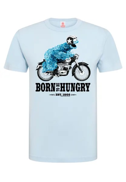 Футболка Logoshirt Sesamstrasse Krümelmonster Motorrad, светло-синий