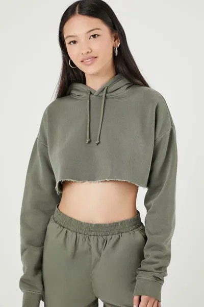 Укороченная толстовка из флиса Forever 21, оливковый