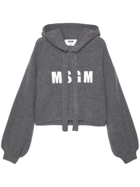 MSGM вязаный топ с вышитым логотипом, серый