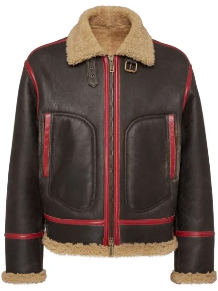 DSQUARED2 куртка с меховой подкладкой, коричневый