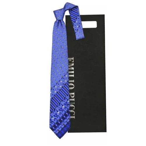 Галстук Emilio Pucci, натуральный шелк, широкий, для мужчин, синий