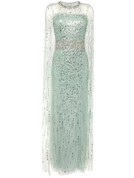 Jenny Packham роскошное платье с кристаллами и пайетками, зеленый