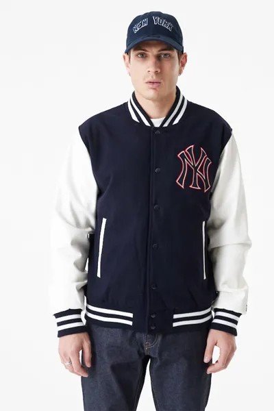 Шерстяной бомбер New York Yankees New Era, белый