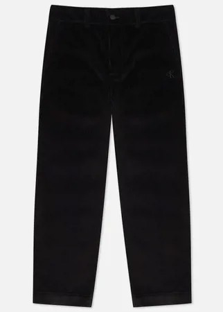 Мужские брюки Calvin Klein Jeans Corduroy Cropped Chino, цвет чёрный, размер XXS