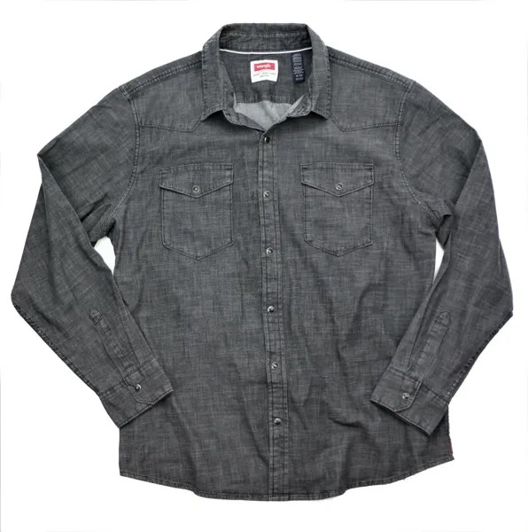 New Wrangler Slim Fit Denim Shirt Black Denim Color Мужские размеры S-3XL Premium
