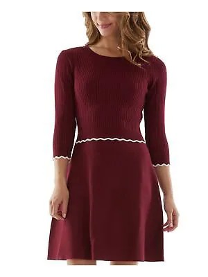 BCX DRESS Женское темно-бордовое платье-свитер с рукавами 3/4 выше колена для вечеринок, юниоры L