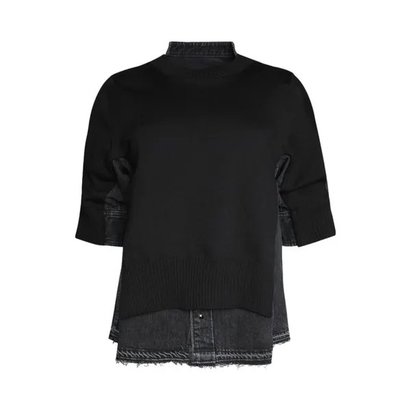 Пуловер Sacai Denim x Knit Pullover, черный