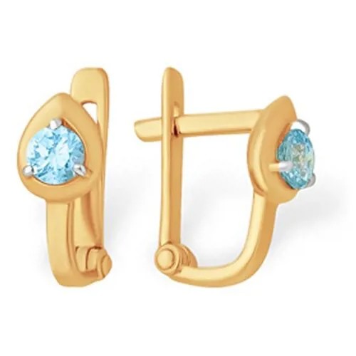 Серьги The Jeweller, красное золото, 585 проба, фианит, голубой