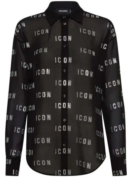 DSQUARED2 рубашка с кристаллами, черный