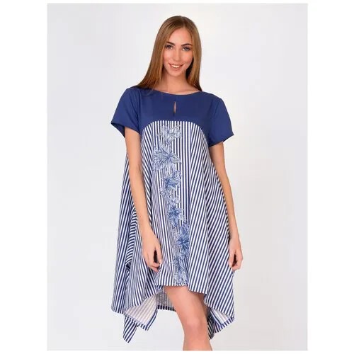 Платье Style Margo, деним, хлопок, повседневное, свободный силуэт, миди, размер 44, синий