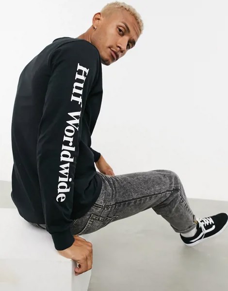 Черный лонгслив HUF Essentials