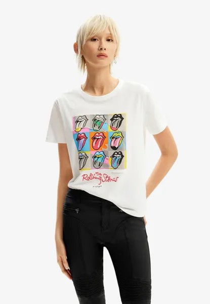 Футболка с принтом The Rolling Stones Desigual, белый