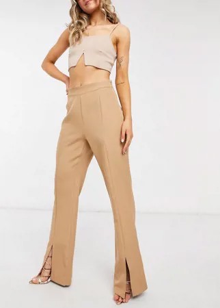 Бежевые брюки с разрезами спереди от комплекта Outrageous Fortune-Коричневый цвет