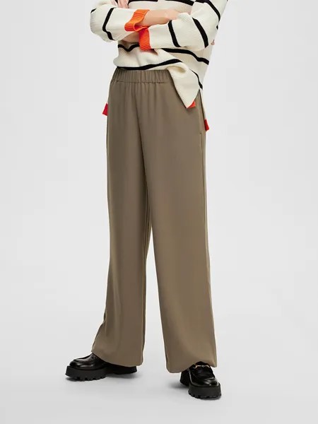 Брюки SELECTED FEMME Hose Tinni Relaxed, хаки