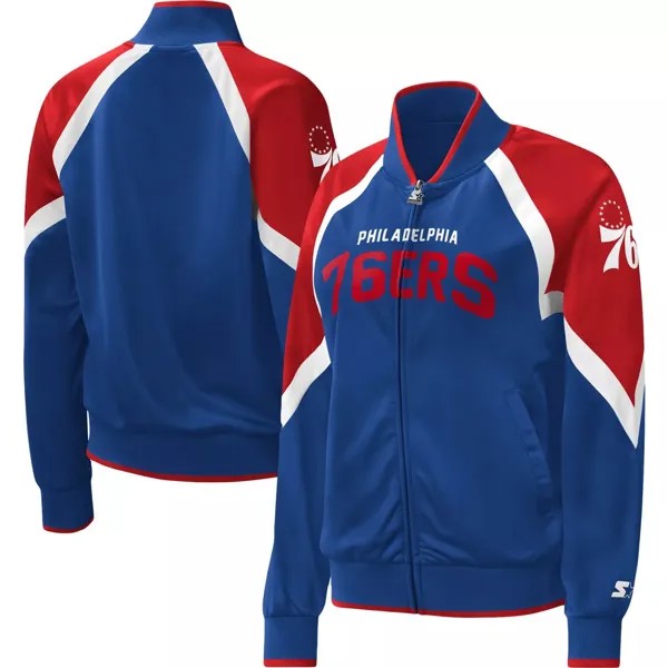 Женская спортивная куртка с молнией во всю длину реглан для начинающих Royal Philadelphia 76ers Slam Dunk Starter