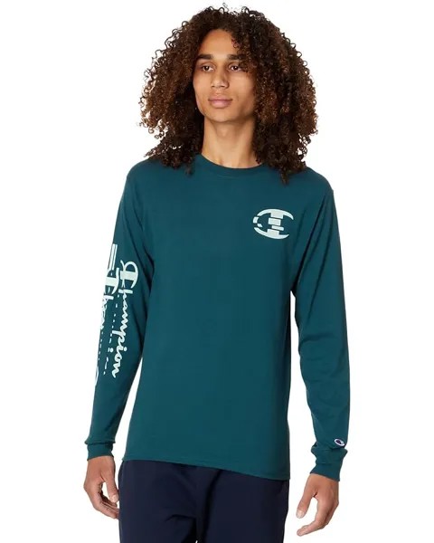 Футболка Champion Classic Graphic Long Sleeve, цвет Metallic Teal