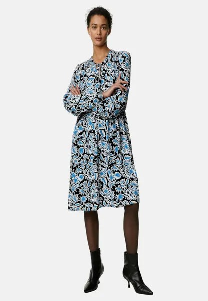 Дневное платье PRINTED TIE NECK MINI RELAXED Marks & Spencer, цвет blue mix