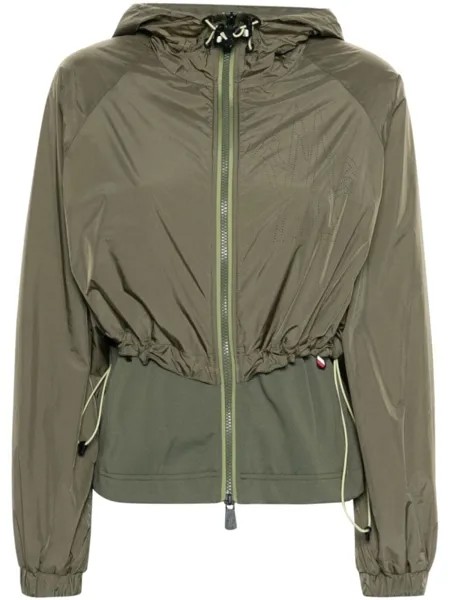 Moncler Grenoble многослойная куртка с капюшоном и логотипом, зеленый