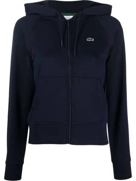 Lacoste худи на молнии с нашивкой-логотипом, синий