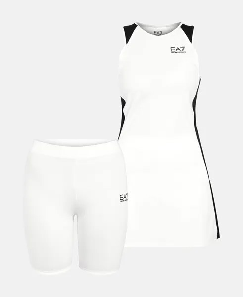 Теннисное платье с шортами EA7 Emporio Armani, белый