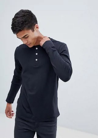 Черный лонгслив хенли Selected Homme