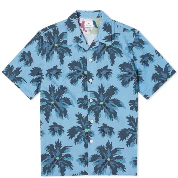 Рубашка Paul Smith Seersucker Printed Vacation Shirt, синий