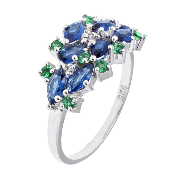 Кольцо женское Balex Jewellery 1410931616 из серебра сапфир/изумруд, р. 18