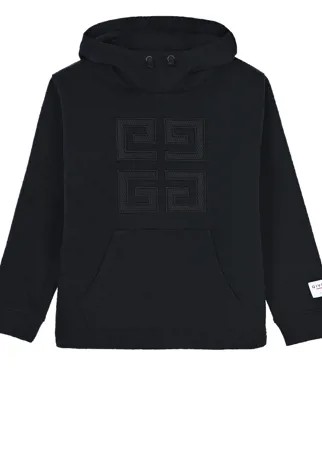 Черная толстовка-худи с логотиоп в тон Givenchy