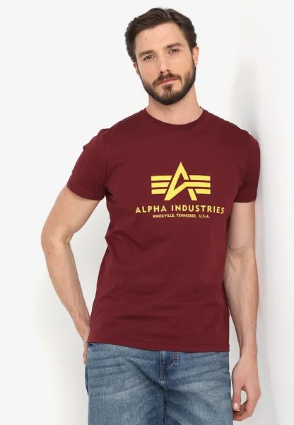 Футболка с принтом Alpha Industries, бордовая