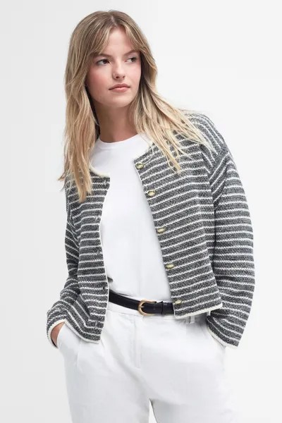 Вязаный кардиган Rei в полоску Barbour, серый