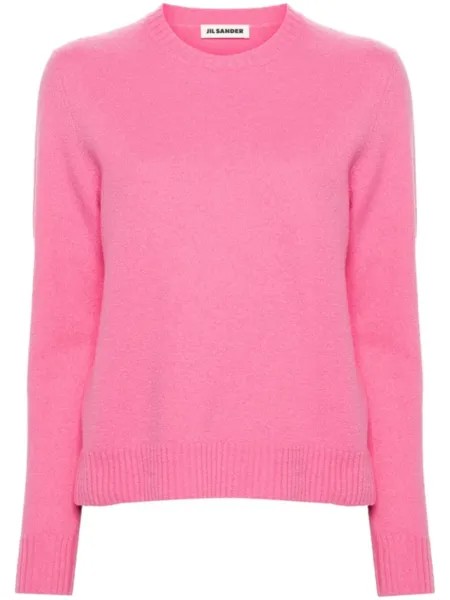 Jil Sander шерстяной джемпер с круглым вырезом, розовый