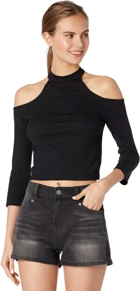Топ Rock and Roll Cowgirl Crop Top w/ Cold-Shoulder and High Neck 47-6270, черный