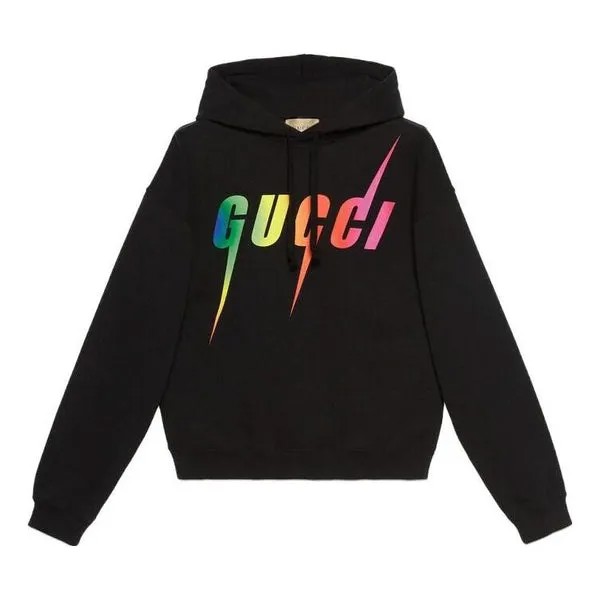 Толстовка GUCCI Cotton Hoodie with Gucci Blade print 'Black', черный