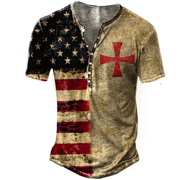 Мужская тактическая футболка Henley на открытом воздухе Templar Jesus Cross