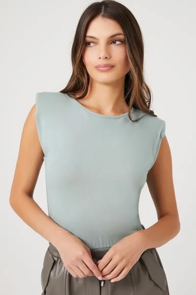 Утепленное боди с короткими рукавами Forever 21, шалфей
