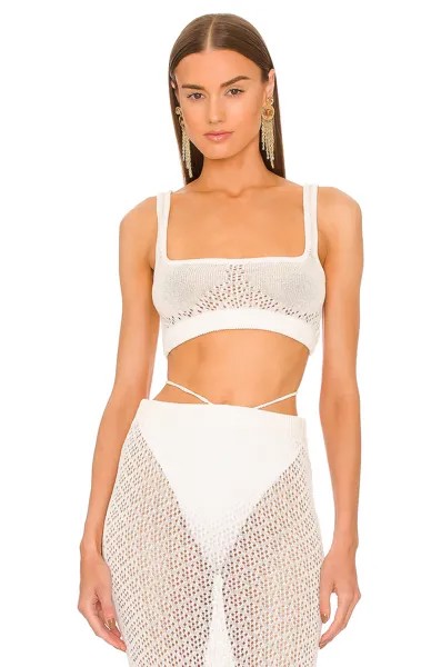 Топ Michael Costello Vera Cropped Knit, слоновая кость