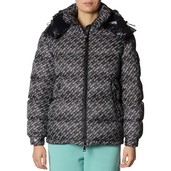 Женская пуховая куртка с тиснением Moncler, черный