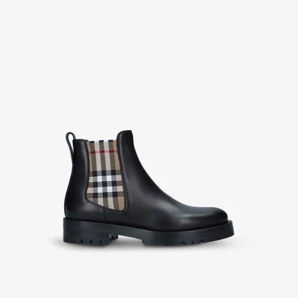 Allostock Vintage кожаные ботинки челси в клетку Burberry, черный