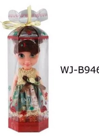 Кукла ABtoys Emily мини в прозрачной коробочке (темные волосы, двухцветное платье), 16,5см