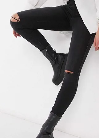 Черные зауженные джинсы с рваной отделкой Dr Denim Tall Lexy-Черный цвет