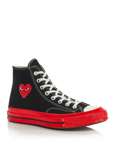 Высокие кеды унисекс с красной подошвой из коллаборации с Converse Comme Des Garcons