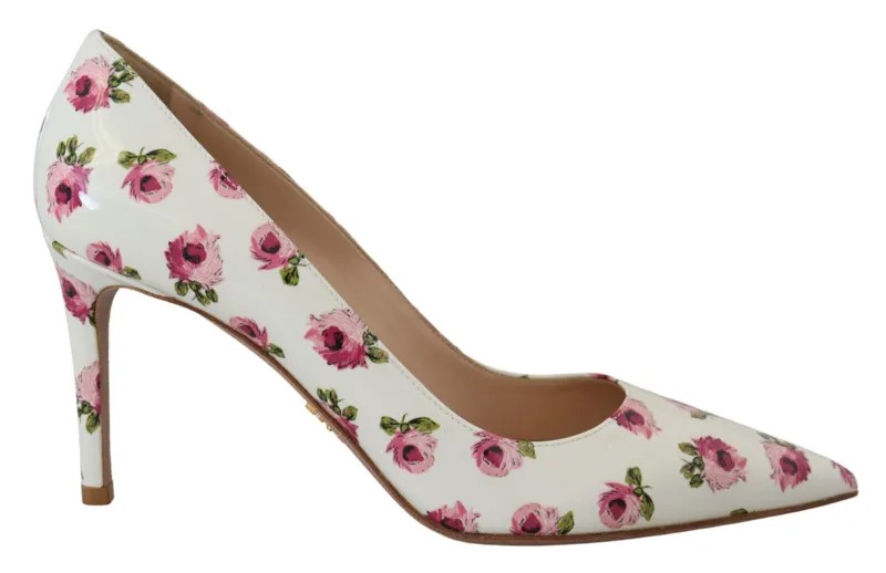 PRADA Shoes Белые кожаные туфли-лодочки на шпильке с цветочным принтом EU39 / 8,5 долларов США 1200 долларов США