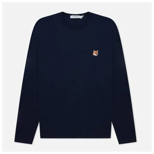 Мужской лонгслив Maison Kitsune Fox Head Patch синий, Размер XXS