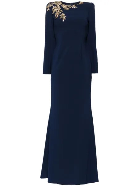 Jenny Packham вечернее платье Angel Eyes с кристаллами, синий