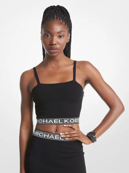Майка Michael Michael Kors Logo Tape Stretch Knit Tank, черный