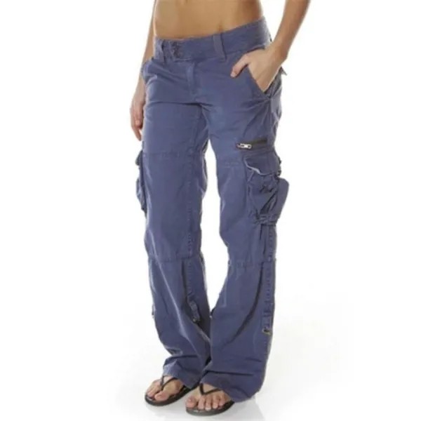 Женские повседневные свободные прямые брюки-карго с несколькими карманами на открытом воздухе