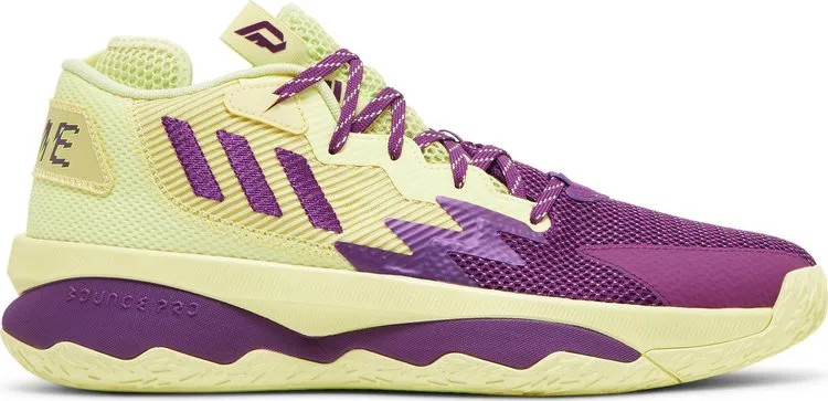 Кроссовки Adidas Dame 8, фиолетовый, светло-желтый (Размер 39 RU)