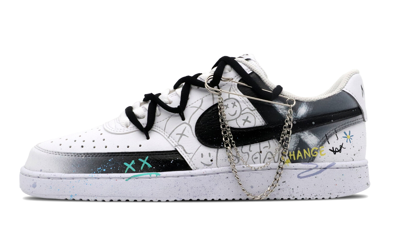 Кроссовки Nike Court Vision 1 Skateboarding Shoes Women's Low-top White, черный/белый