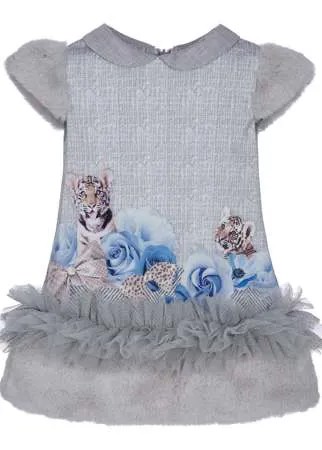 Lapin House платье с рукавами кап и принтом