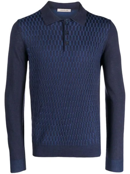 Corneliani рубашка поло вязки интарсия с узором, синий